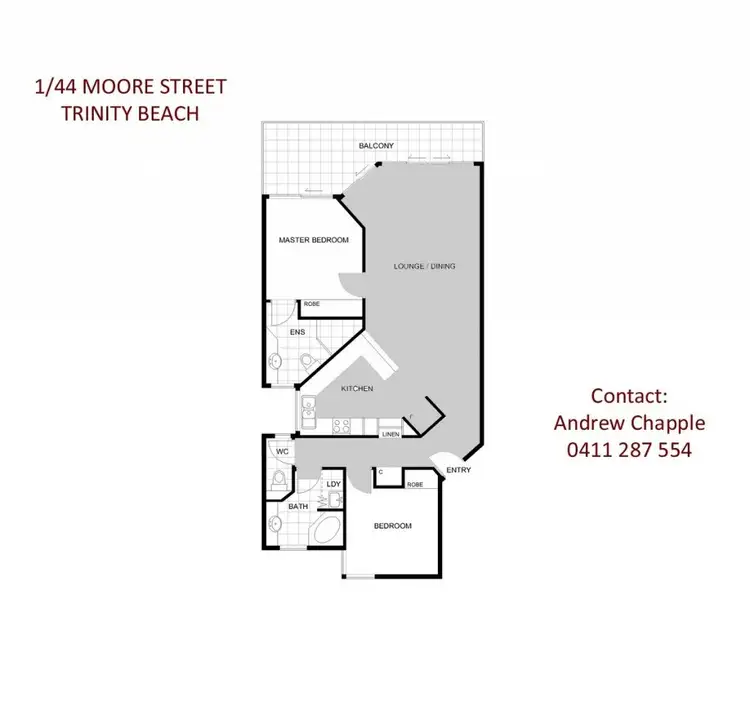 Floorplan of Homely unit listing, 1/44 Moore Street, Trinity Beach QLD 4879