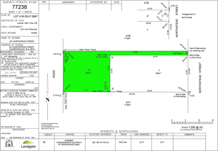 Floorplan of Homely land listing, 201A Northstead Street, Scarborough WA 6019