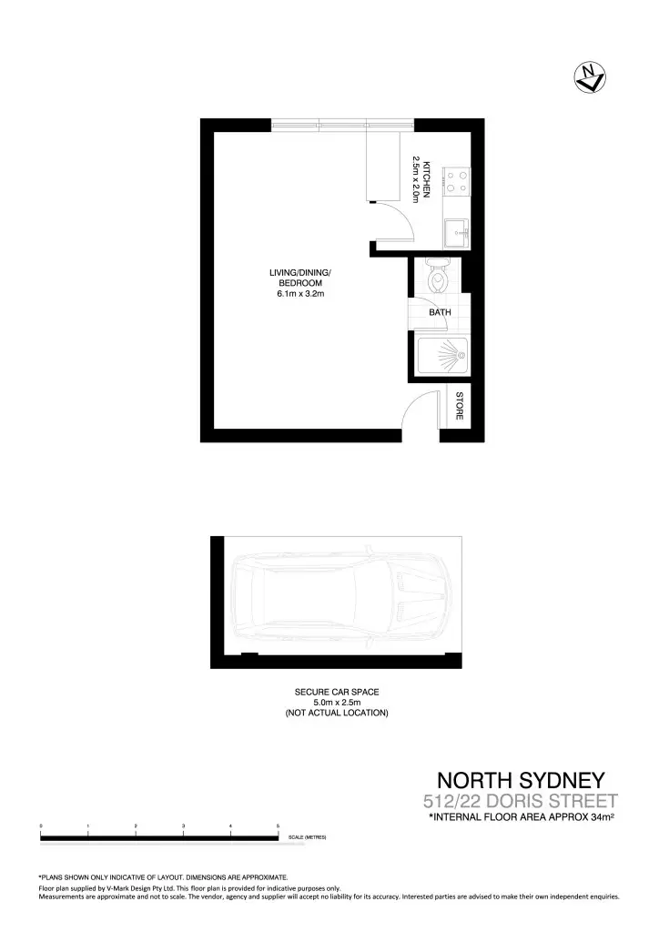 Floorplan of Homely studio listing, 512/22 Doris Street, North Sydney NSW 2060
