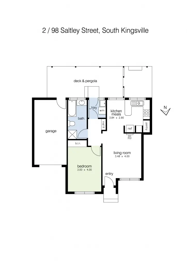 Floorplan of Homely villa listing, 2/98 Saltley Street, South Kingsville VIC 3015