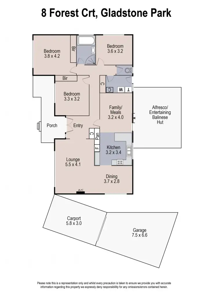 Floorplan of Homely house listing, 8 Forest Court, Gladstone Park VIC 3043