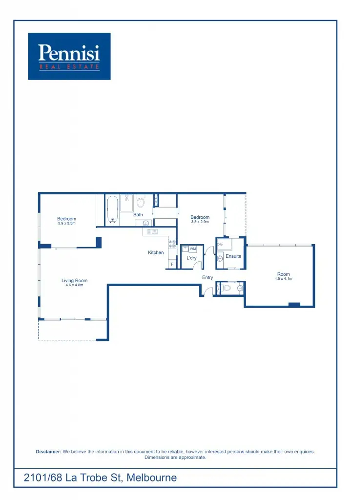 Floorplan of Homely apartment listing, 2101/68 La Trobe Street, Melbourne VIC 3000
