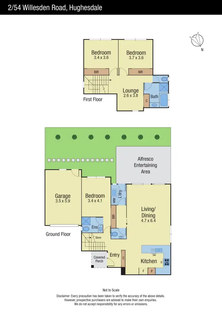 Floorplan of Homely townhouse listing, 2/54 Willesden Road, Hughesdale VIC 3166