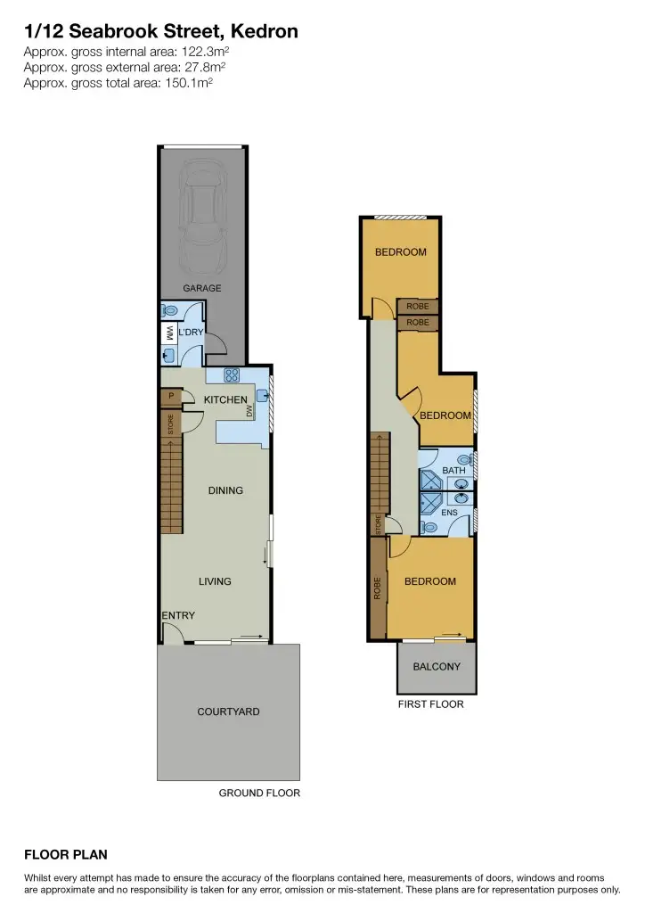 Floorplan of Homely townhouse listing, 1/12 Seabrook Street, Kedron QLD 4031