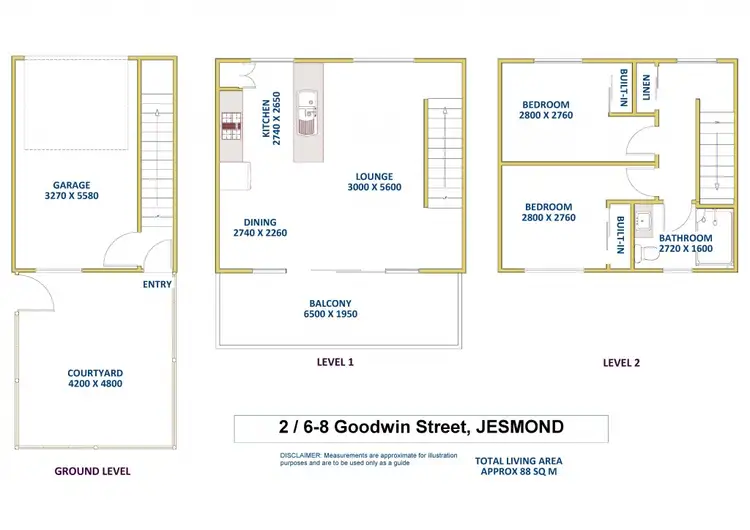 Floorplan of Homely unit listing, 2/6-8 Goodwin Street, Jesmond NSW 2299