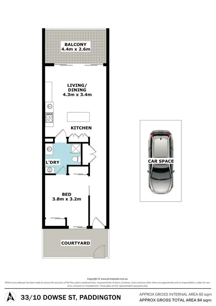 Floorplan of Homely unit listing, 33/10 Dowse Street, Paddington QLD 4064