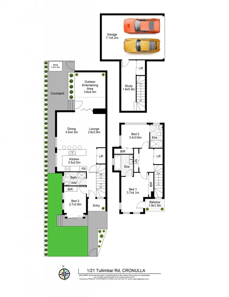 Floorplan of Homely townhouse listing, 1/21-23 Tullimbar Road, Cronulla NSW 2230