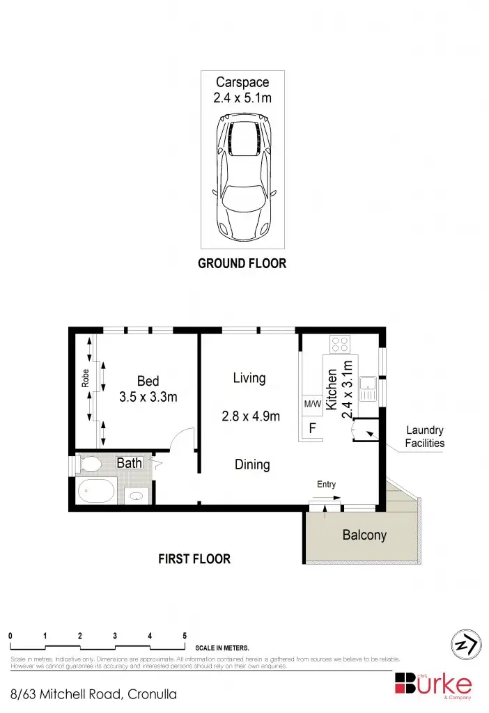 Floorplan of Homely unit listing, 8/63 Mitchell Road, Cronulla NSW 2230