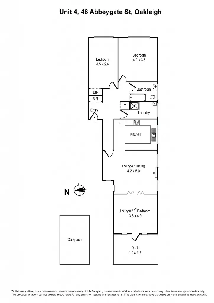 Floorplan of Homely apartment listing, 4/46 Abbeygate Street, Oakleigh VIC 3166