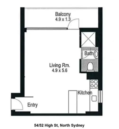 Floorplan of Homely studio listing, 54/52 High Street, North Sydney NSW 2060