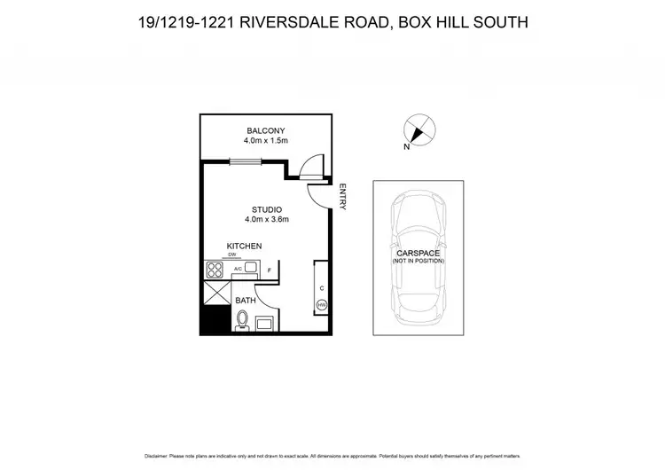 Floorplan of Homely studio listing, 19/1219-1221 Riversdale Road, Box Hill South VIC 3128