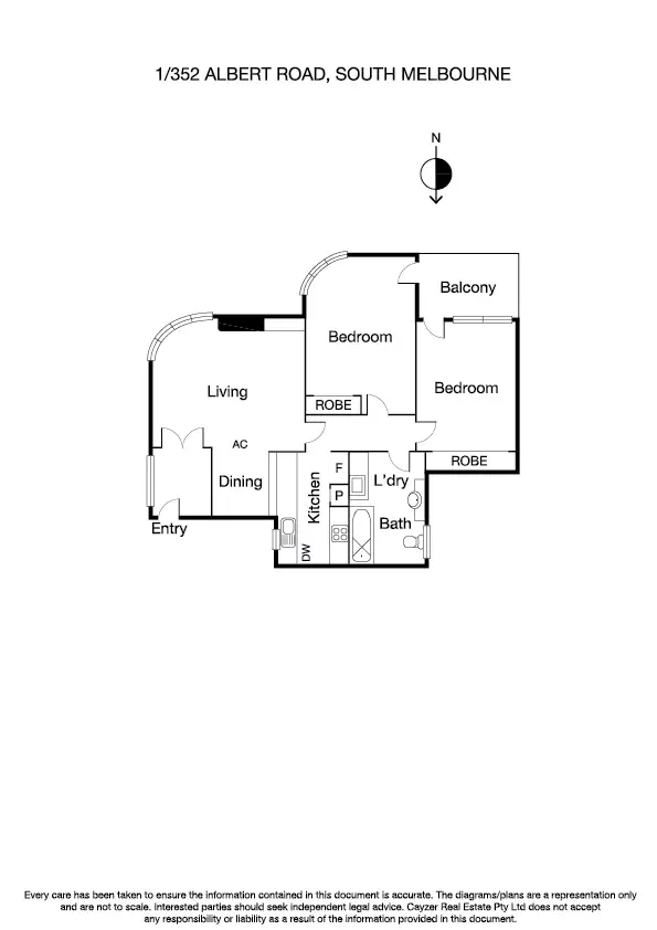 Floorplan of Homely apartment listing, 1/352 Albert Road, South Melbourne VIC 3205