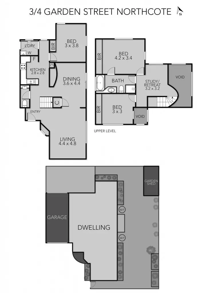 Floorplan of Homely townhouse listing, 3/4 Garden Street, Northcote VIC 3070