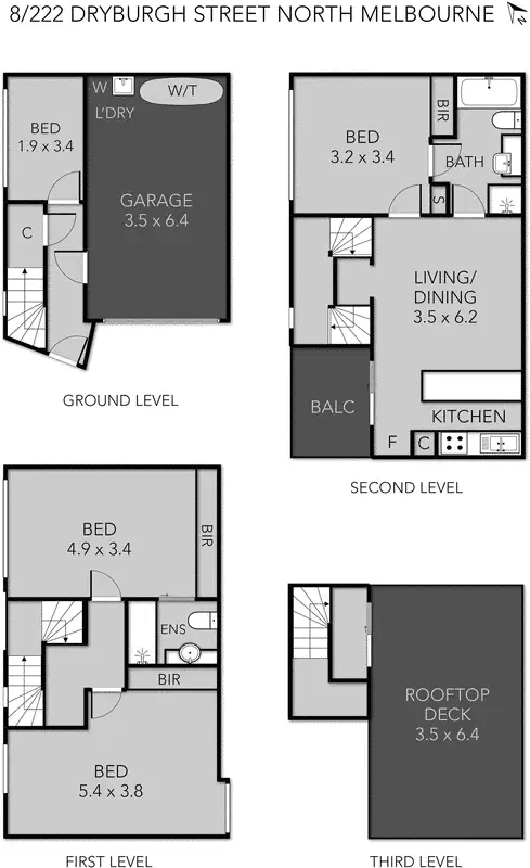 Floorplan of Homely townhouse listing, 8/222 Dryburgh Street, North Melbourne VIC 3051