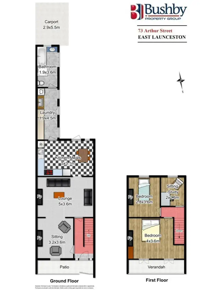 Floorplan of Homely townhouse listing, 1/73 Arthur Street, East Launceston TAS 7250