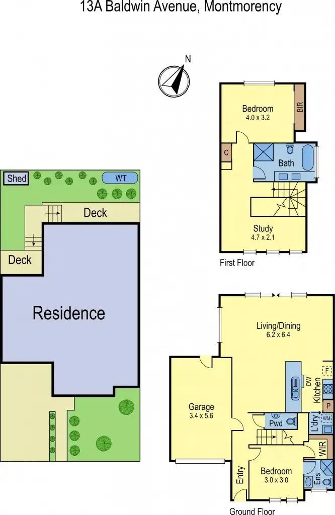 Floorplan of Homely townhouse listing, 13A Baldwin Avenue, Montmorency VIC 3094