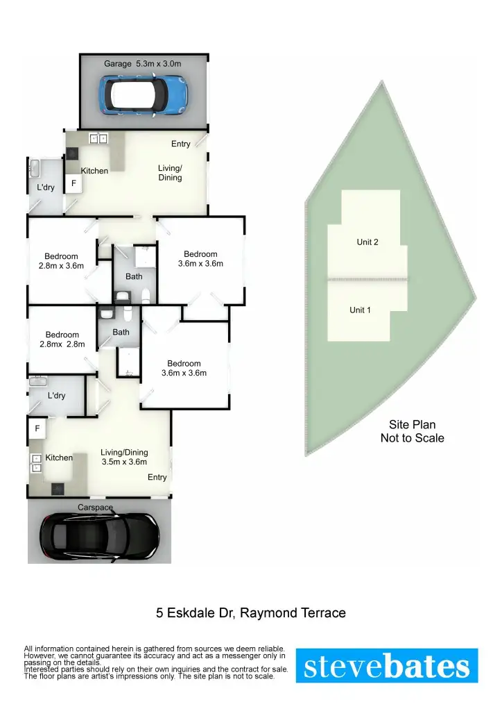 Floorplan of Homely unit listing, 1 & 2/5 Eskdale Drive, Raymond Terrace NSW 2324