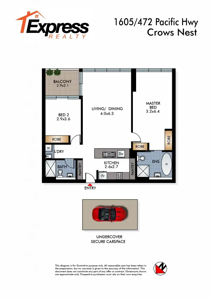 Floorplan of Homely apartment listing, 1605/472-486 Pacific Highway, St Leonards NSW 2065