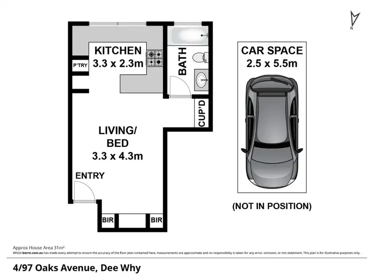 Floorplan of Homely studio listing, 4/97 Oaks Avenue, Dee Why NSW 2099