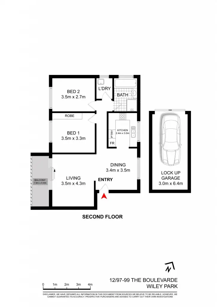 Floorplan of Homely unit listing, 12/97-99 The Boulevarde, Wiley Park NSW 2195