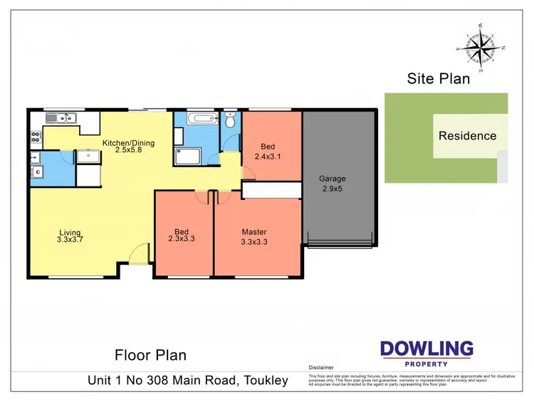 Floorplan of Homely semi-detached listing, 1/308 Main Road, Toukley NSW 2263