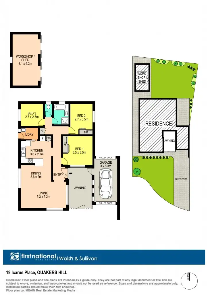 Floorplan of Homely semi-detached listing, 19 Icarus Place, Quakers Hill NSW 2763