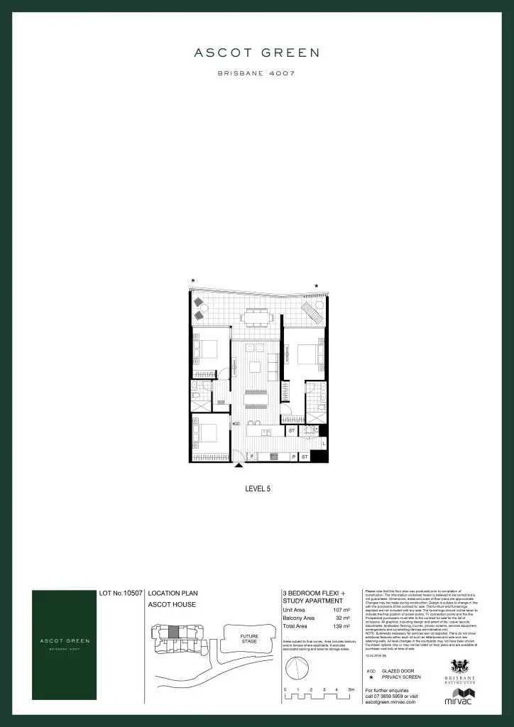 Floorplan of Homely apartment listing, 10507/240 St Leger Way, Ascot QLD 4007