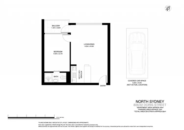Floorplan of Homely apartment listing, 806/22 Doris Street, North Sydney NSW 2060