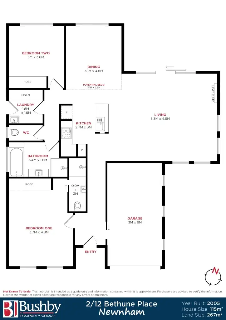 Floorplan of Homely unit listing, 2/12 Bethune Place, Newnham TAS 7248
