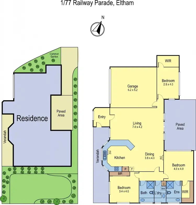 Floorplan of Homely unit listing, 1/77 Railway Parade, Eltham VIC 3095