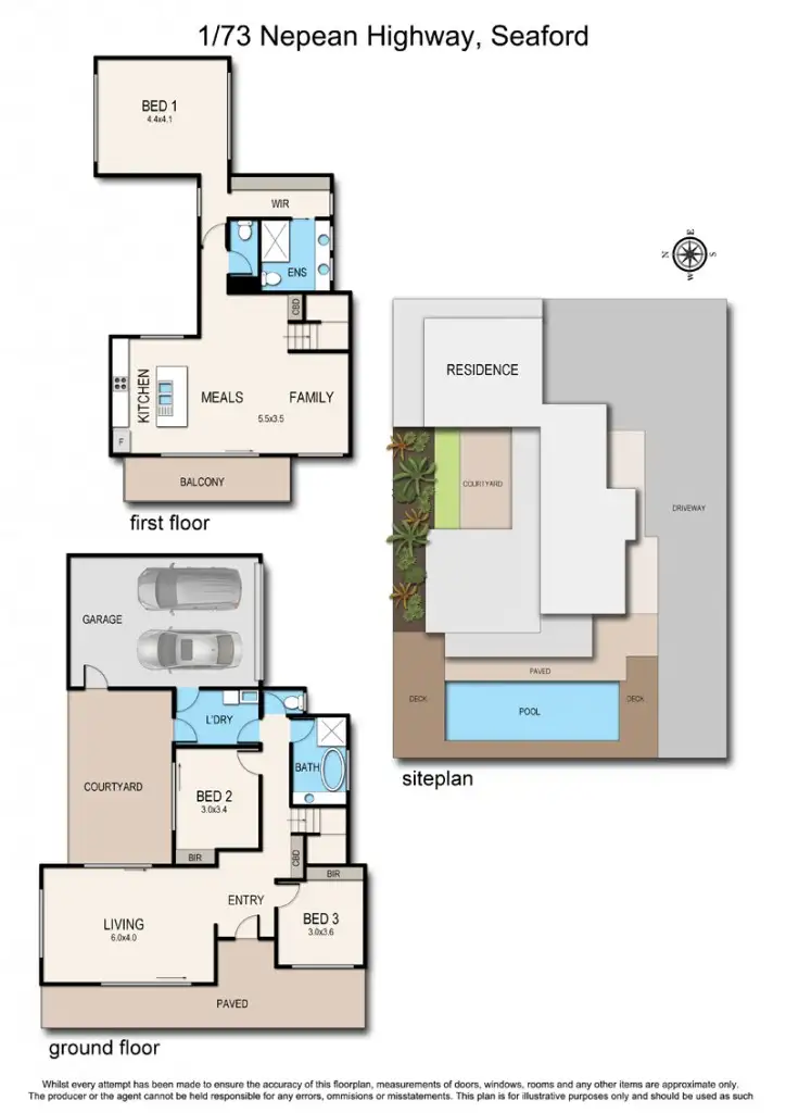 Floorplan of Homely townhouse listing, 1/73 Nepean Highway, Seaford VIC 3198