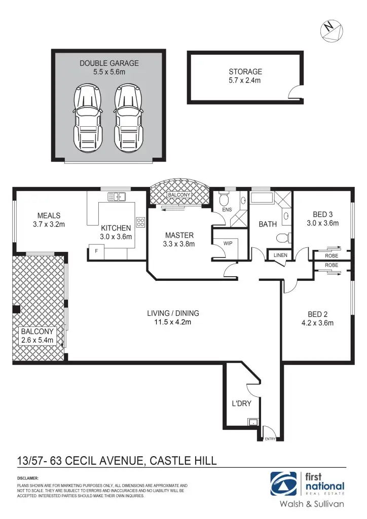 Floorplan of Homely apartment listing, 13/57-63 Cecil Avenue, Castle Hill NSW 2154