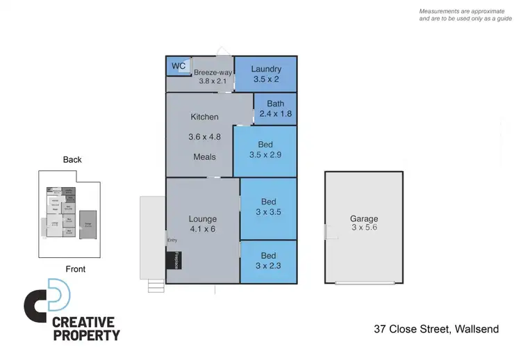 Floorplan of Homely townhouse listing, 2/37 Close Street, Wallsend NSW 2287