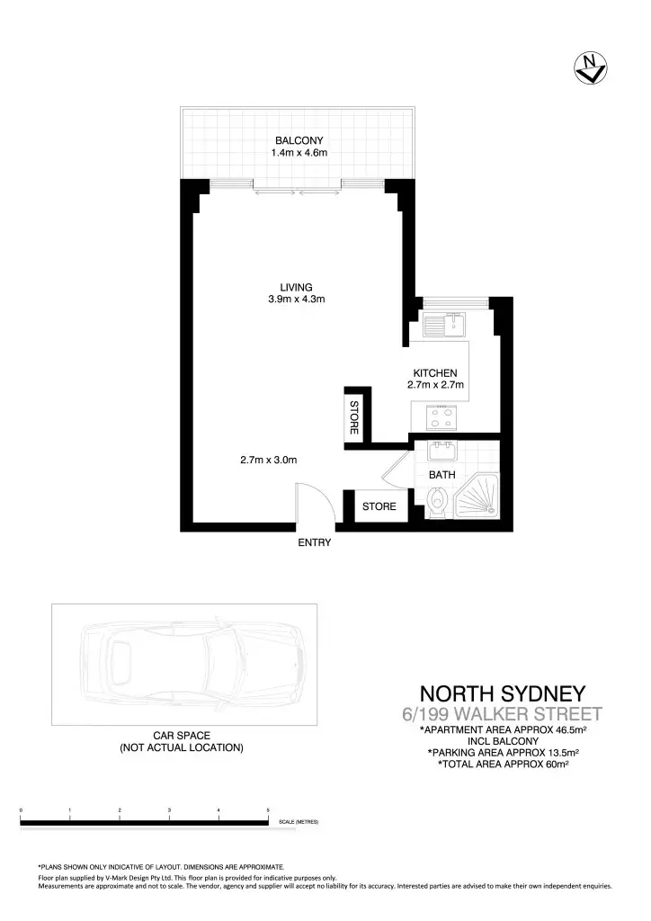 Floorplan of Homely studio listing, 6/199 Walker Street, North Sydney NSW 2060