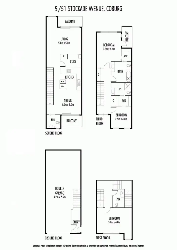 Floorplan of Homely townhouse listing, 5/51 Stockade Avenue, Coburg VIC 3058