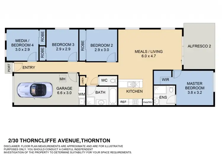 Floorplan of Homely semi-detached listing, 2/30 Thorncliffe Avenue, Thornton NSW 2322