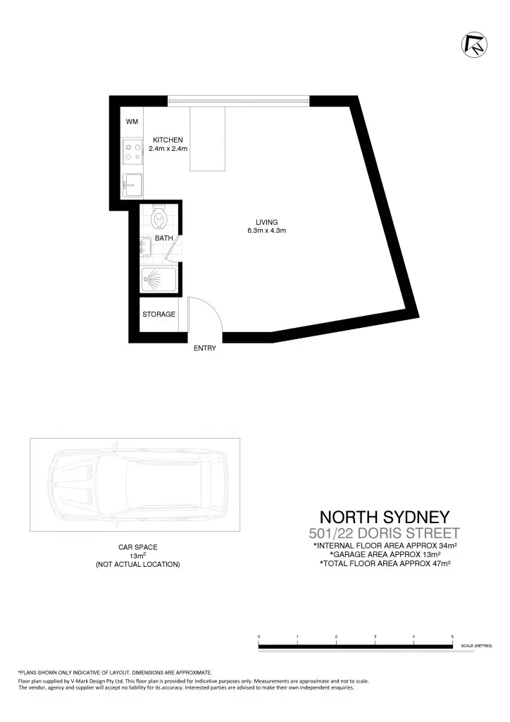 Floorplan of Homely studio listing, 501/22 Doris Street, North Sydney NSW 2060