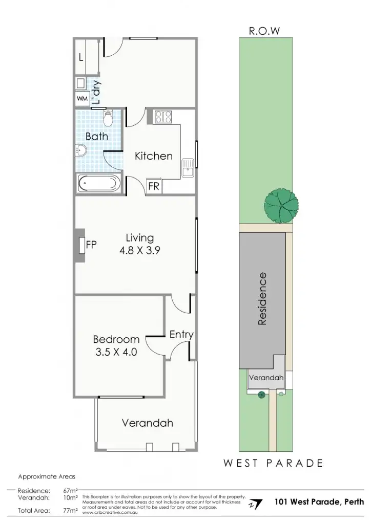Floorplan of Homely semi-detached listing, 101 West Parade, Perth WA 6000