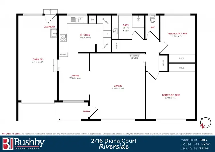 Floorplan of Homely unit listing, 2/16 Diana Court, Riverside TAS 7250