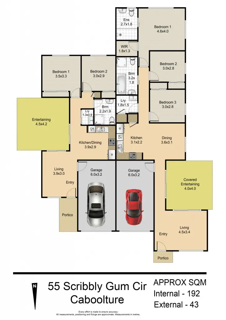 Floorplan of Homely semi-detached listing, 1 & 2/55 Scribbly Gum Circuit, Caboolture QLD 4510