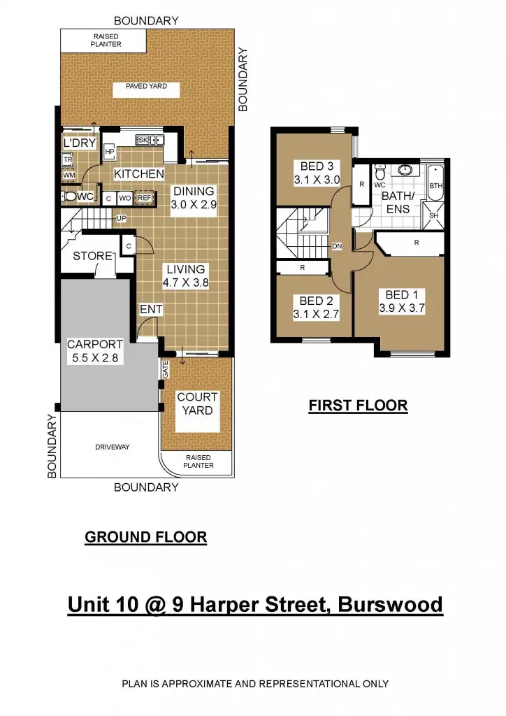 Floorplan of Homely townhouse listing, 10/9 Harper Street, Burswood WA 6100
