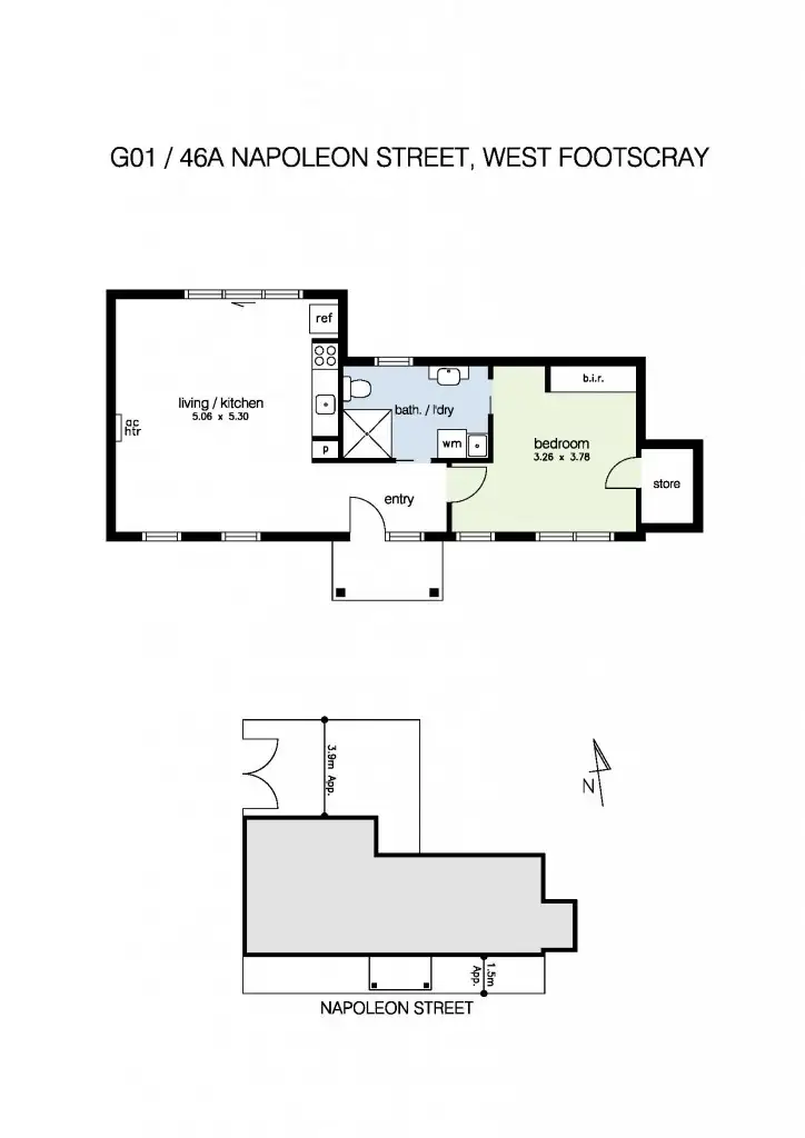Floorplan of Homely apartment listing, G01/46A Napoleon Street, West Footscray VIC 3012