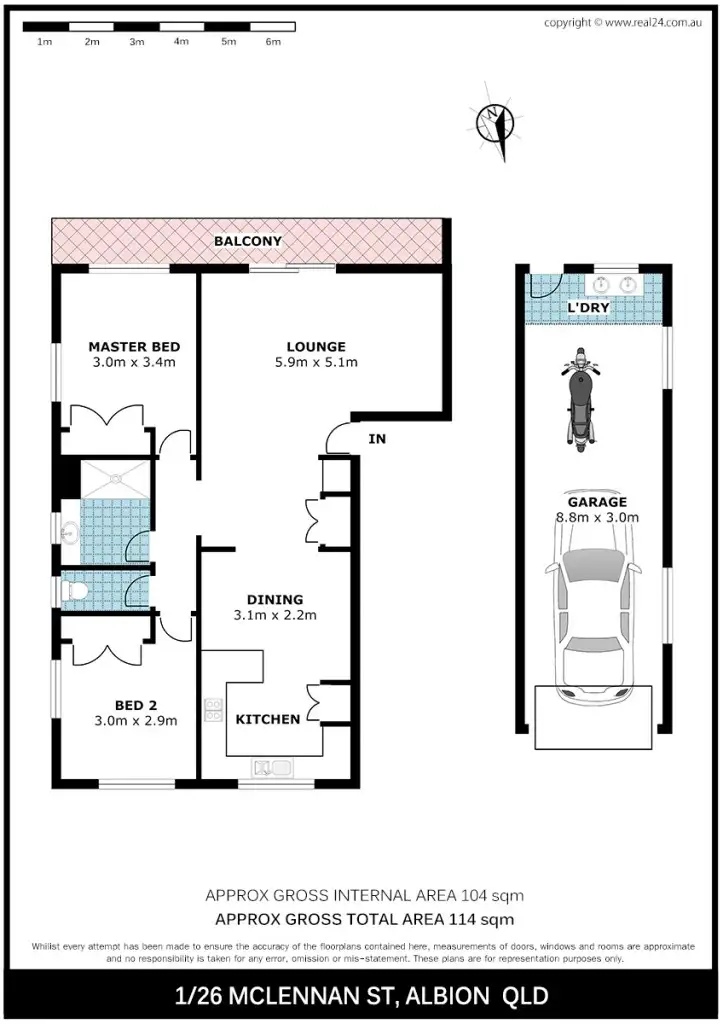 Floorplan of Homely unit listing, 1/26 McLennan Street, Albion QLD 4010