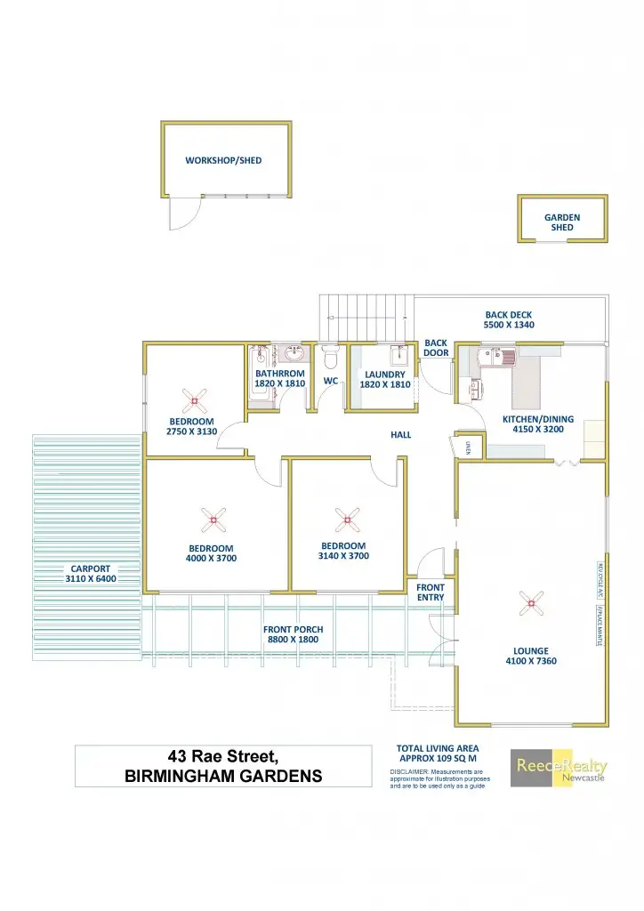 Floorplan of Homely house listing, 43 Rae Street, Birmingham Gardens NSW 2287