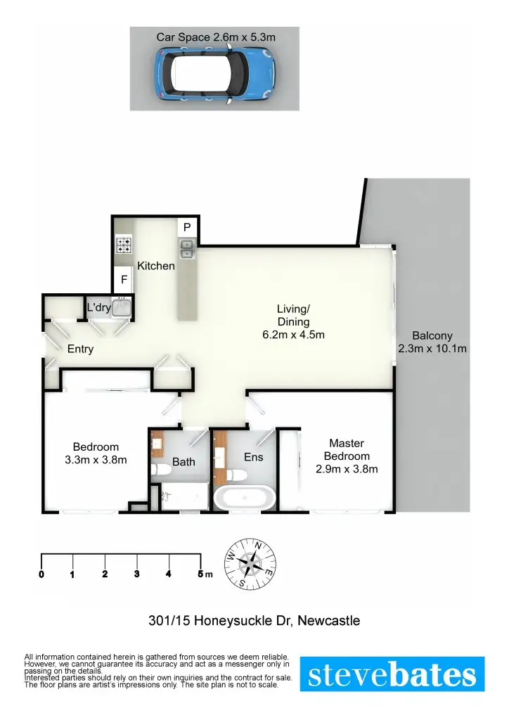 Floorplan of Homely apartment listing, 301/15 Honeysuckle Drive, Newcastle NSW 2300