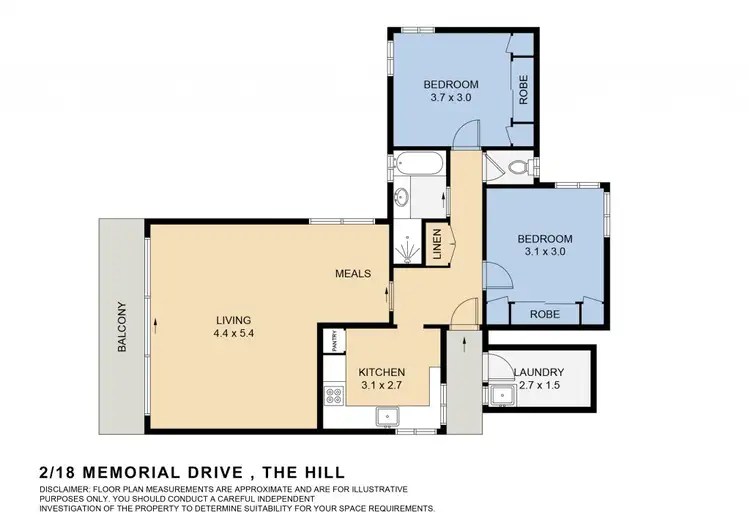 Floorplan of Homely unit listing, 2/18 Memorial Drive, The Hill NSW 2300