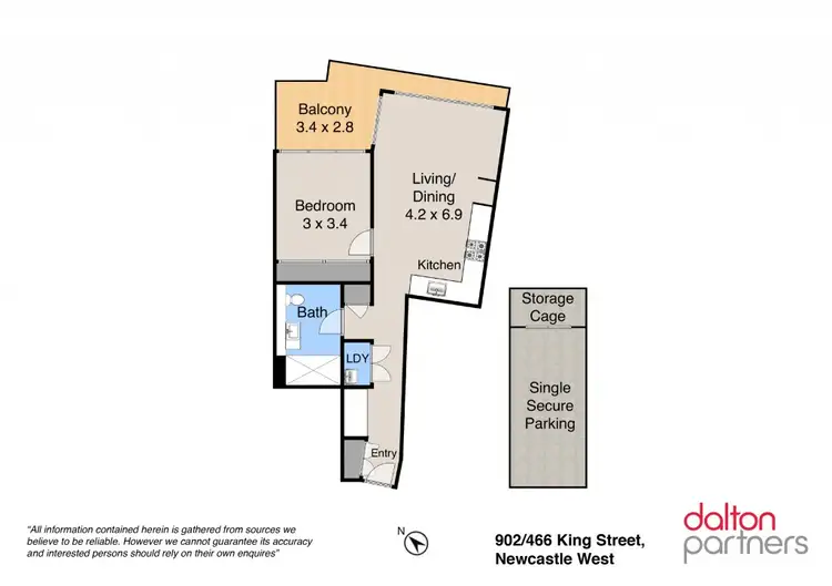 Floorplan of Homely apartment listing, 902/466 King Street, Newcastle West NSW 2302