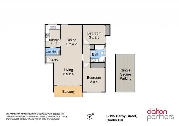 Floorplan of Homely unit listing, 6/195 Darby Street, Cooks Hill NSW 2300