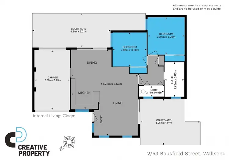Floorplan of Homely townhouse listing, 2/53 Bousfield Street, Wallsend NSW 2287
