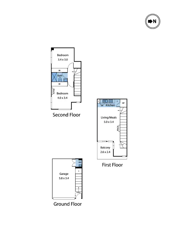 Floorplan of Homely townhouse listing, 2/92 Paisley Street, Footscray VIC 3011